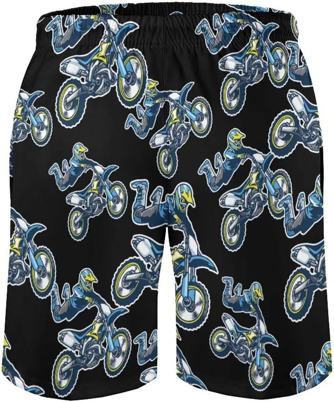 Motocross Rider Men's Swim Trunks Quick Dry Beach Shorts with Mesh Lining Pockets