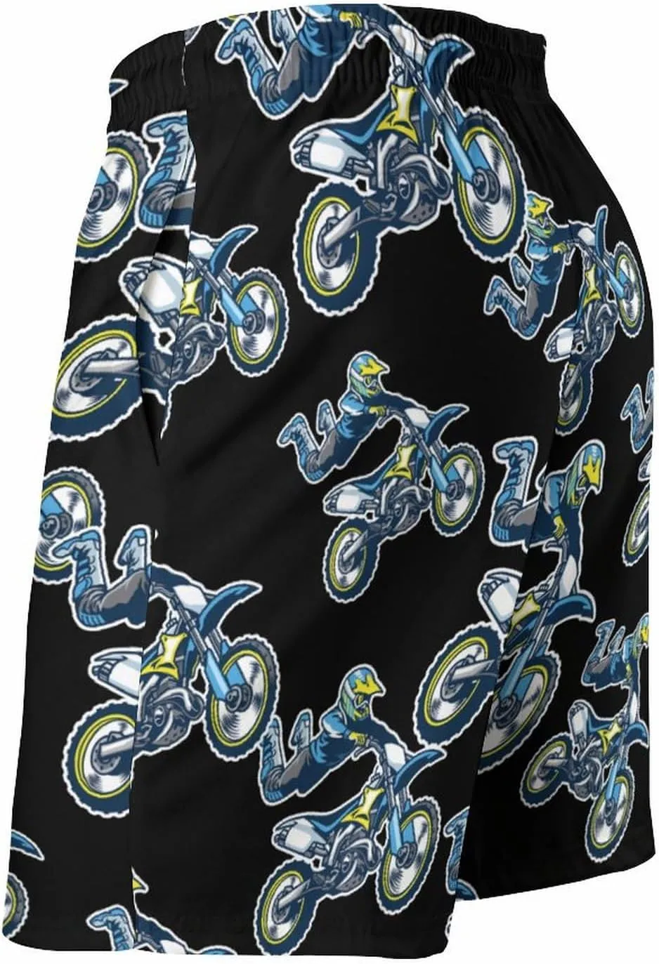 Motocross Rider Men's Swim Trunks Quick Dry Beach Shorts with Mesh Lining Pockets