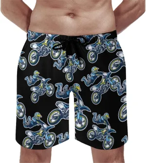 Motocross Rider Men's Swim Trunks Quick Dry Beach Shorts with Mesh Lining Pockets