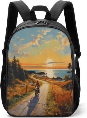 Motorcycle Rider Paintings Backpack Travel Backpack Daypack Purse Shoulder Bag Casual Daily Bag for Unisex