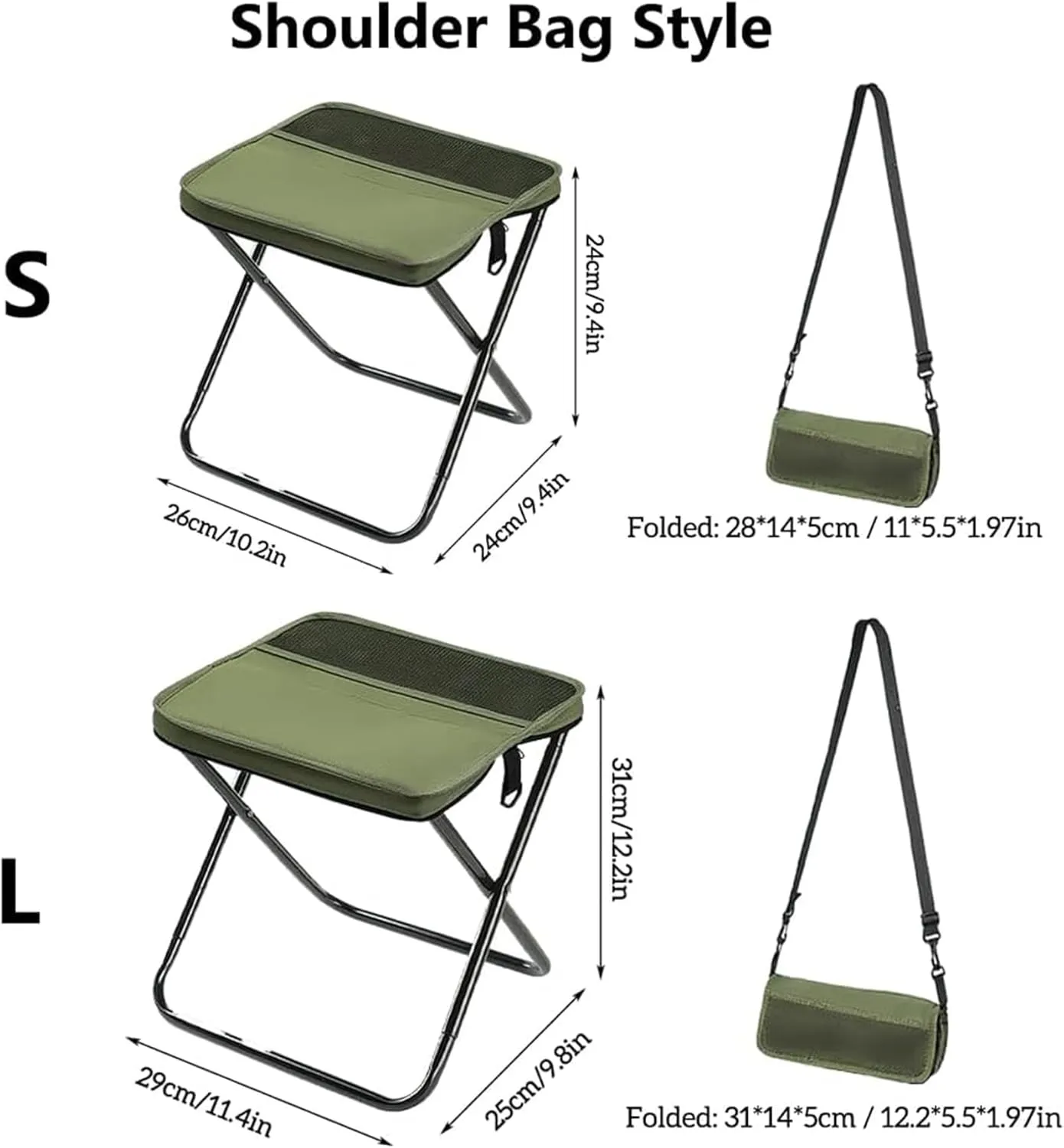 Mountaineering and Hiking Portable Stool, Ultra-Light Folding Stool Hold up to 265 LBS, Backpack Folding Stool for Travel Camping Outdoor,Green,L