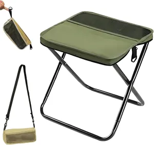 Mountaineering and Hiking Portable Stool, Ultra-Light Folding Stool Hold up to 265 LBS, Backpack Folding Stool for Travel Camping Outdoor,Green,L