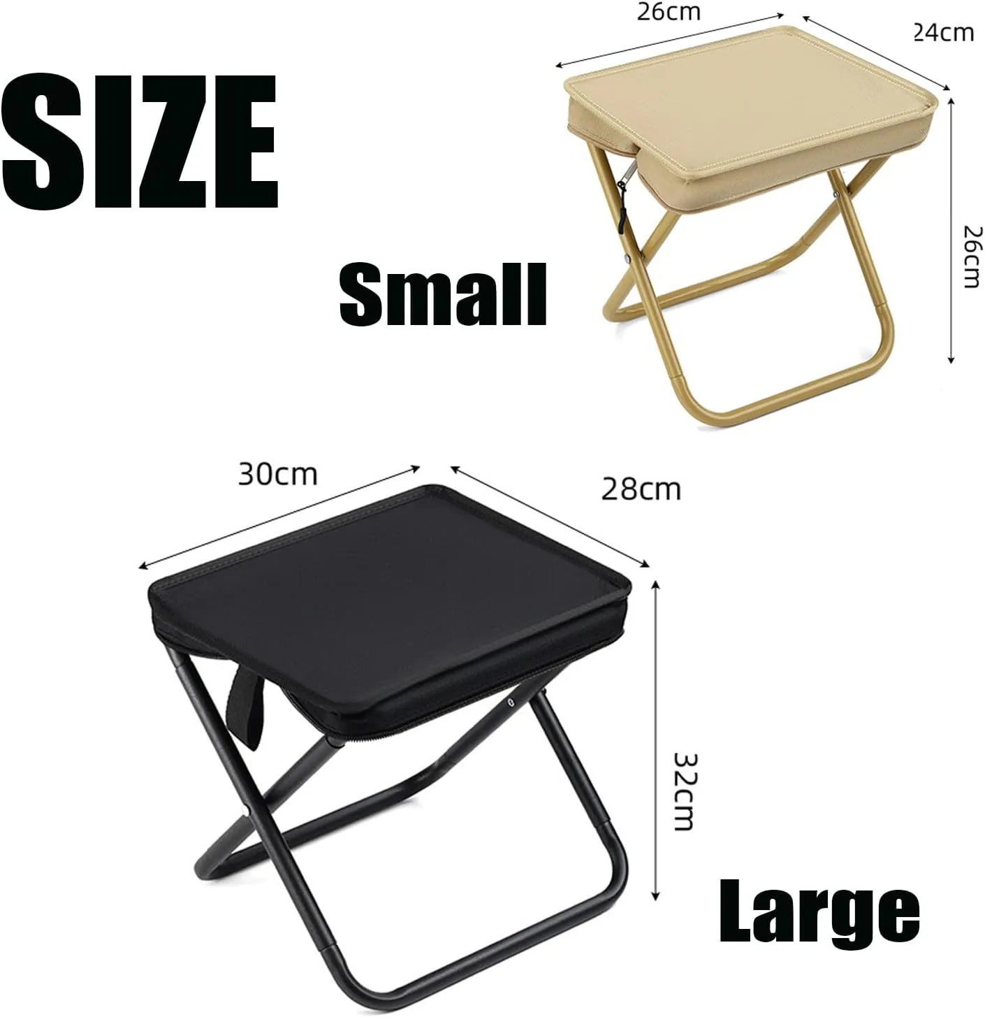 Mountaineering and Hiking Portable Stool,Collapsible Camp Stools,Portable Stoo,Small Folding Stool for Adults,for Hiking and Fishing,High Load Bearing (Black, Large)