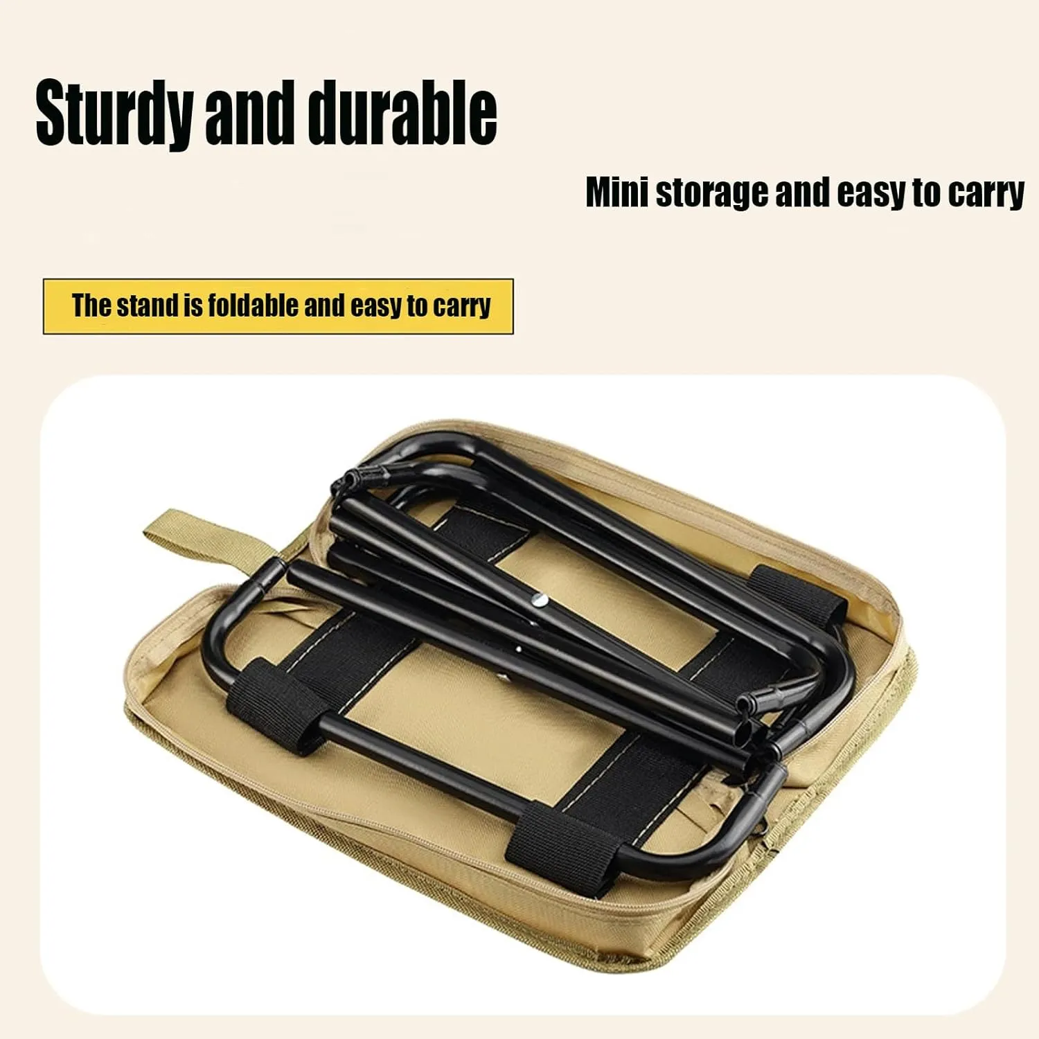 Mountaineering and Hiking Portable Stool,Collapsible Camp Stools,Portable Stoo,Small Folding Stool for Adults,for Hiking and Fishing,High Load Bearing (Black, Large)