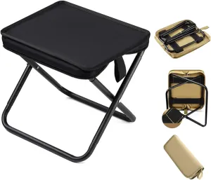 Mountaineering and Hiking Portable Stool,Collapsible Camp Stools,Portable Stoo,Small Folding Stool for Adults,for Hiking and Fishing,High Load Bearing (Black, Large)