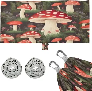 Mushroom Pattern Camping Hammock, 330 lbs with 2 Tree Straps, Carry Bag, Single Portable Hammock for Outdoor/Indoor, Hiking, Beach, Backpacking, Travel