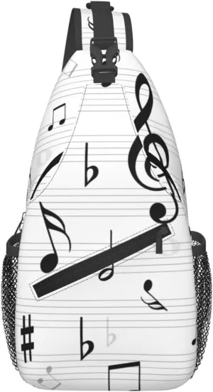 Music Notes Musical Notation Men'S Chest Bag Sling Backpack Crossbody Shoulder Bag Travel Hiking Daypack