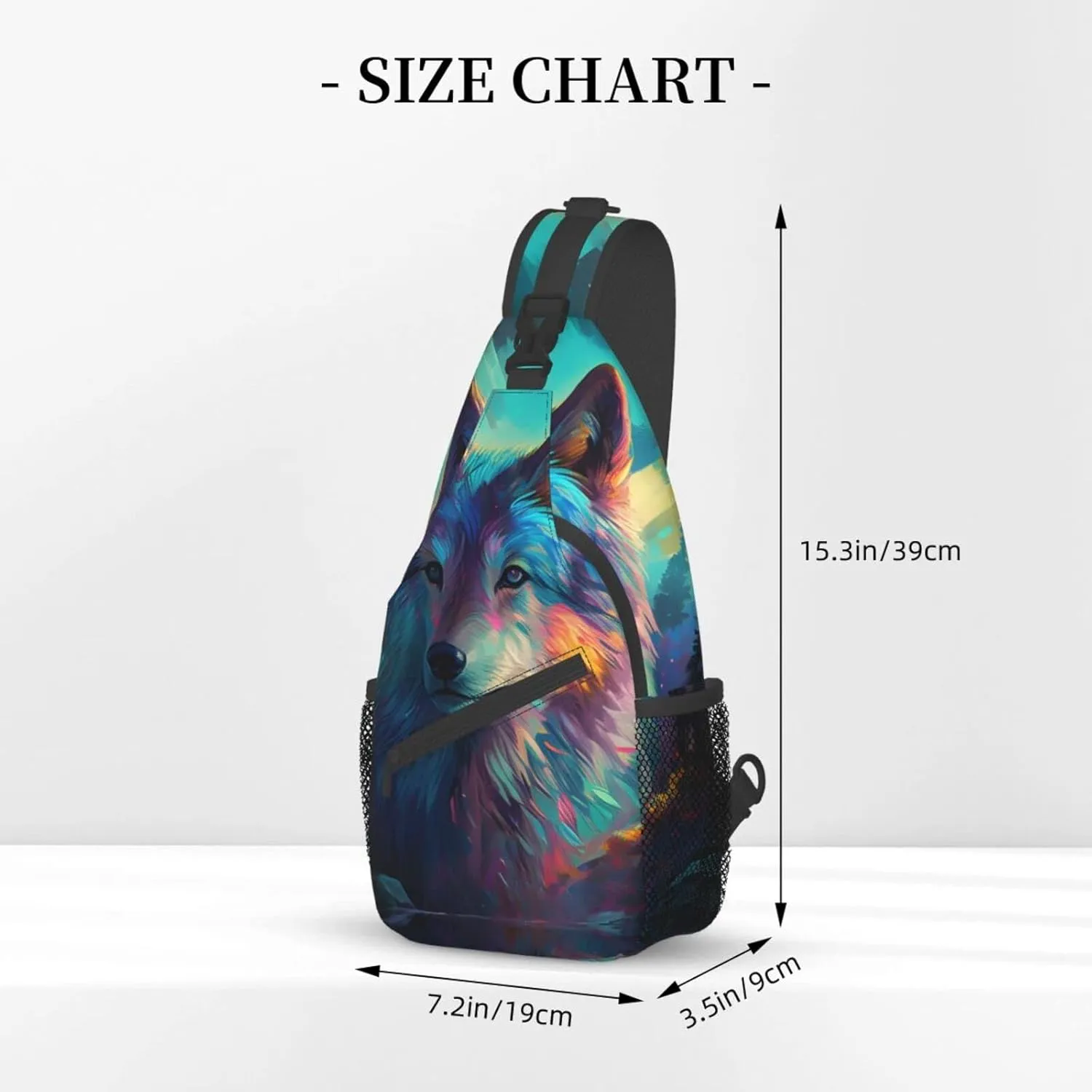 Native American Indians and Wolves Hiking Daypacks Cross-body Sling Backpack for Men Women Outdoor Cycling Hiking Travel