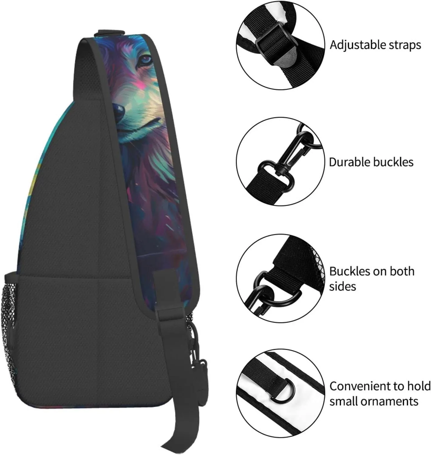 Native American Indians and Wolves Hiking Daypacks Cross-body Sling Backpack for Men Women Outdoor Cycling Hiking Travel