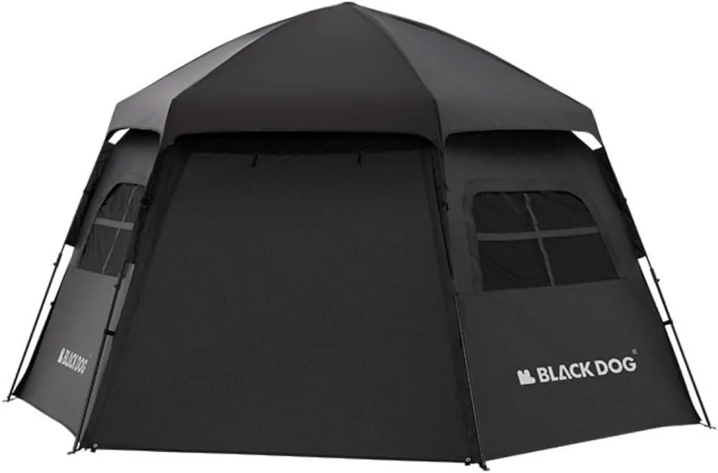 Naturehike Blackdog Large Hexagonal Automatic Camping Tent, Instant Setup Waterproof Outdoor Family Tent,Portable Backpacking Shelter with Mesh Windows for Camping
