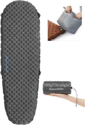 Naturehike Camping Mattress R-Value 5.8/3.5 Camp Bed Adults Camp Cot Folding Beds Sleeping Mat Pad Single Adults Foldable 0.88LB/500G Light Hiking[SGS Certified] (R3.5/Black/Mummy/183*58*7CM)