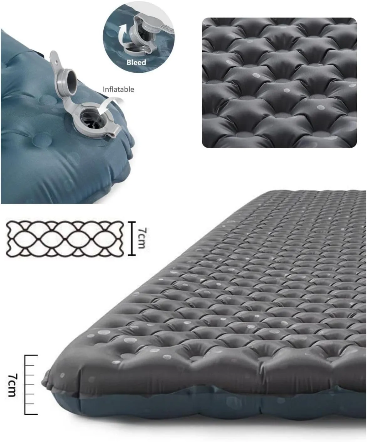 Naturehike Camping Mattress R-Value 5.8/3.5 Camp Bed Adults Camp Cot Folding Beds Sleeping Mat Pad Single Adults Foldable 0.88LB/500G Light Hiking[SGS Certified] (R3.5/Black/Mummy/183*58*7CM)