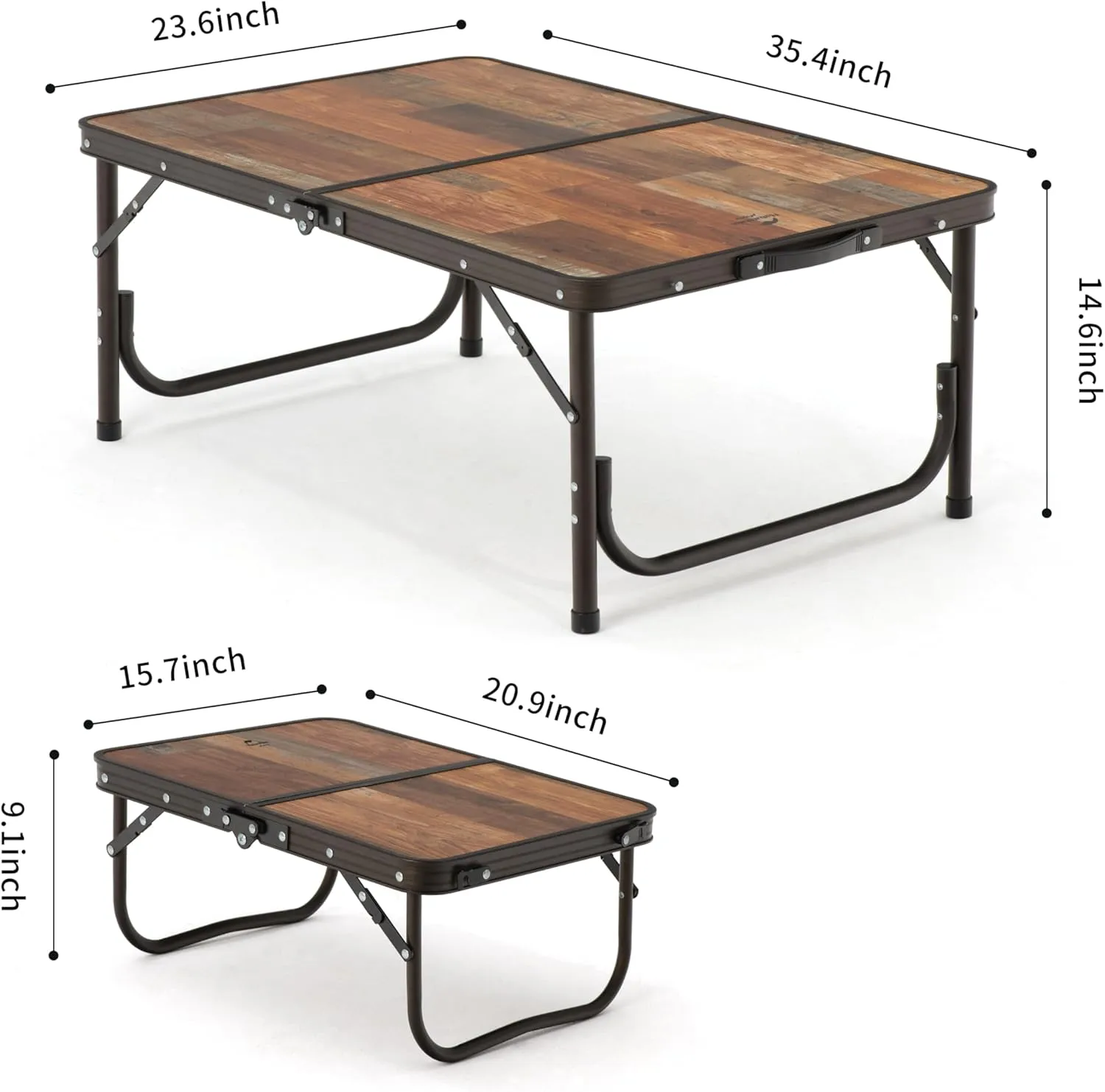 Naturehike Folding Camping Table, Portable Tables with Adjustable Legs, 20.87×15.75×9.05 Inch Foldable Camp Pinic Tables with Carry Bag for Outdoor Camping, BBQ, Travel - Small Retro