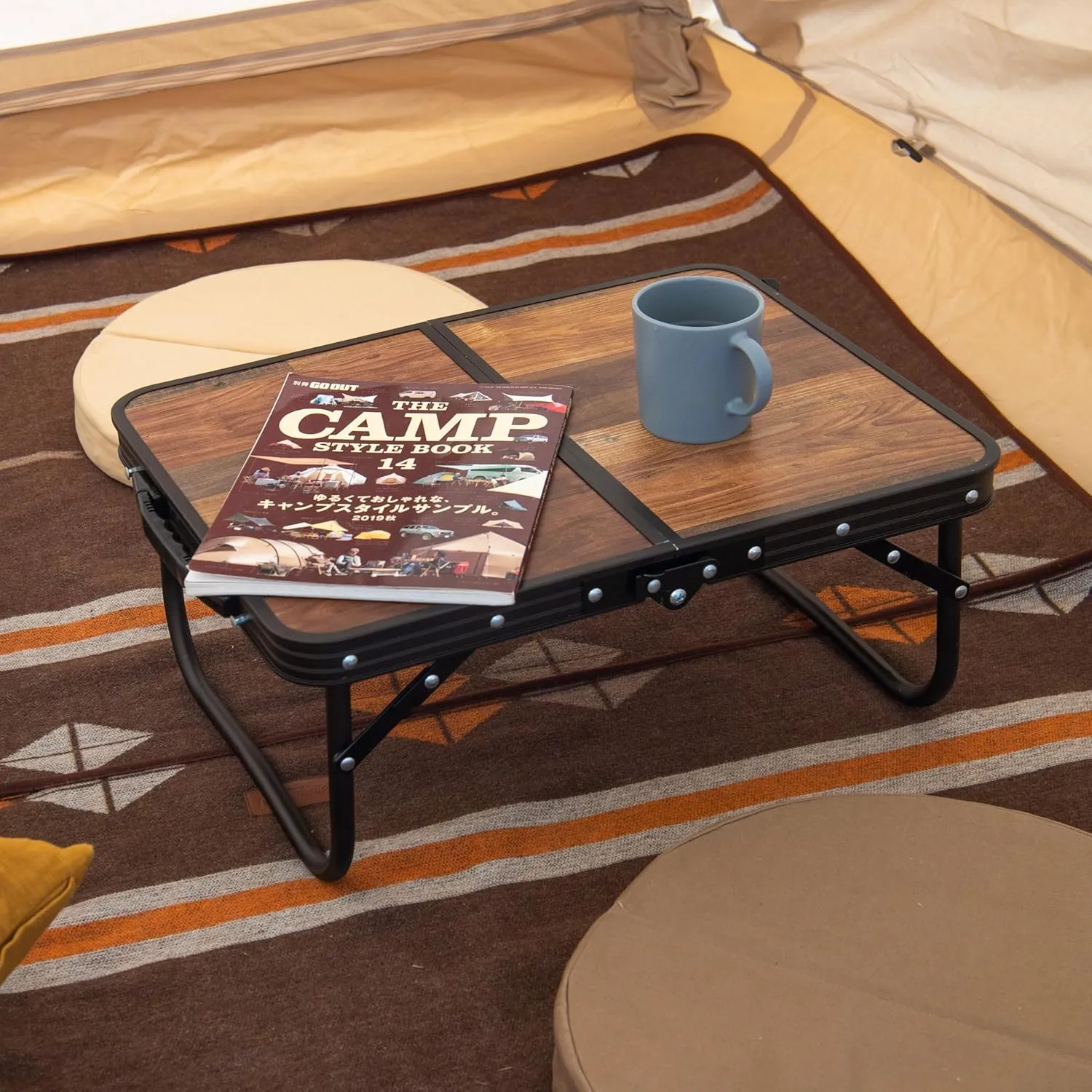 Naturehike Folding Camping Table, Portable Tables with Adjustable Legs, 20.87×15.75×9.05 Inch Foldable Camp Pinic Tables with Carry Bag for Outdoor Camping, BBQ, Travel - Small Retro