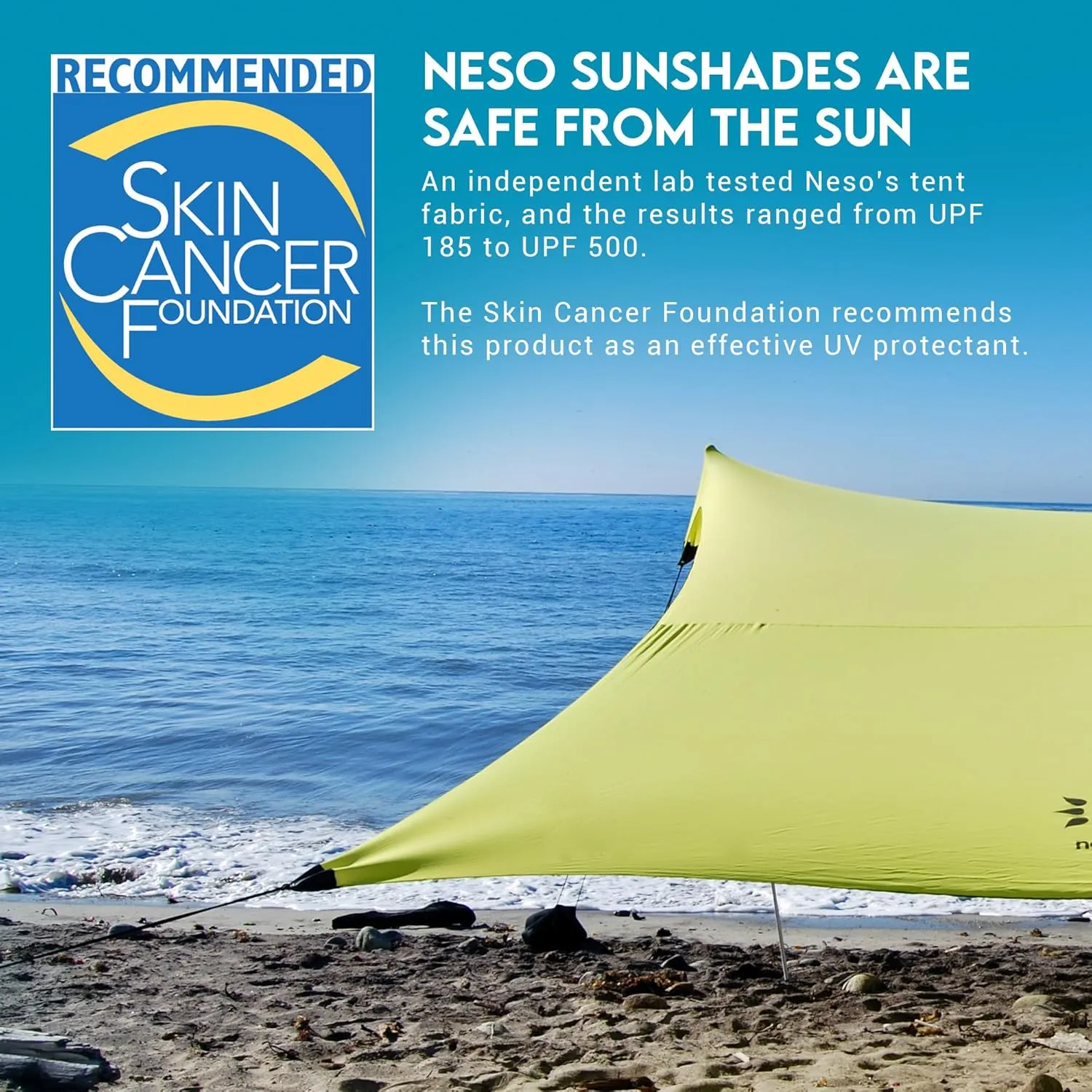 Neso Gigante - Portable Beach Tent - Ideal to Enjoy with Family and Friends - UPF 50 , Water-Resistant, and Lightweight - Lemon, 11' x 11'