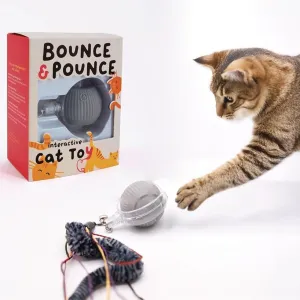 [New 2025] Bounce and Pounce Interactive Pet Toy Ball, for Cats and Small Dogs | Dynamic, Customizable Playmate with Multiple Modes and Tails to Keep Pets Entertained, and Active. (Grey Ball 3 Tails)