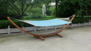 NEW Solid Wood Wooden Arc Hammock Stand   Quilted Double Wide Wood Day Bed Hammock