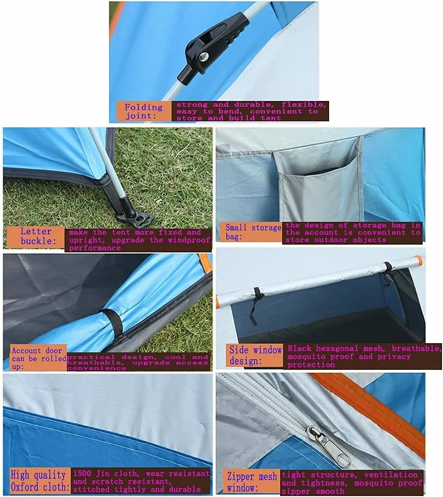 NIEH Tents Dome Frame Pop-Up Outdoor Camping Thickened Rainproof 2-3 People Automatic Field Sunscreen Camping Picnic Ultra-Lightweight Equipment Pop Up