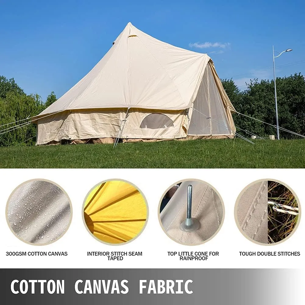NIEH Tents Heavy Duty Waterproof 4 Season Luxury Outdoor Canvas Bell Tent W/Stove Jack for 6/8 Person Family Camping All Seasons Breathable Cotton Canvas Yurt Tent