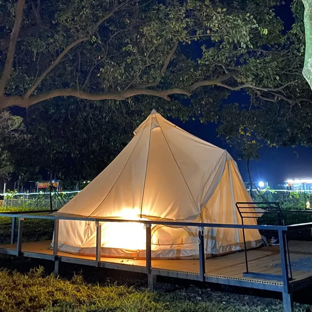 NIEH Tents Heavy Duty Waterproof 4 Season Luxury Outdoor Canvas Bell Tent W/Stove Jack for 6/8 Person Family Camping All Seasons Breathable Cotton Canvas Yurt Tent