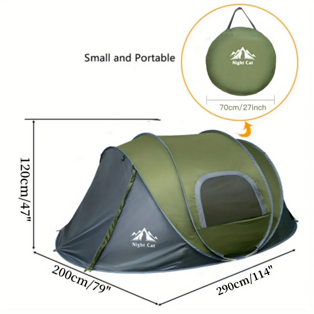 Night Cat Upgraded Pop Up Tent 2-4 Persons Easy Setup In 3 Seconds Instant Camping Tent With Porch Automatic Foldable Waterproof Beach Package 40% Smaller