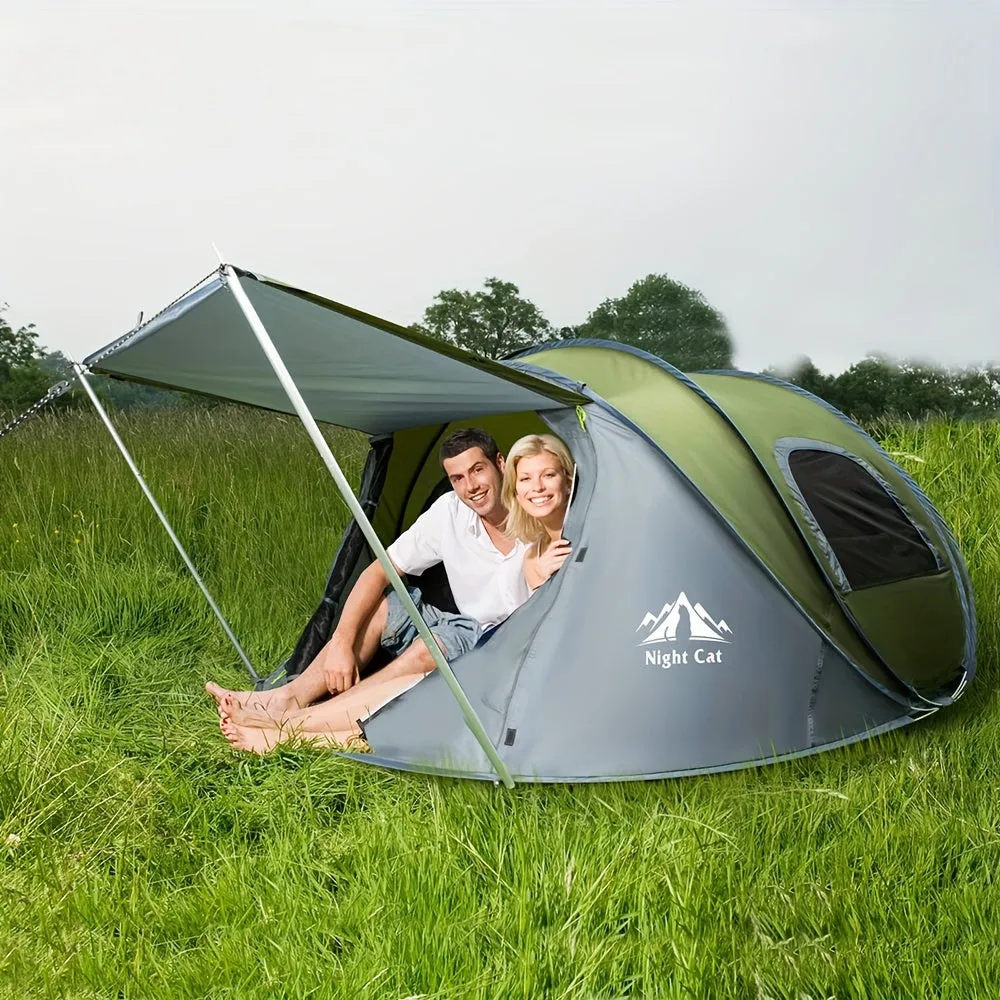 Night Cat Upgraded Pop Up Tent 2-4 Persons Easy Setup In 3 Seconds Instant Camping Tent With Porch Automatic Foldable Waterproof Beach Package 40% Smaller