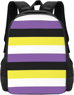 Non-Binary Pride Flag Lightweight Packable Backpack Travel Casual Hiking Daypack Foldable Backpack For Men Women