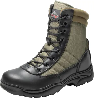 NORTIV 8 Men's Military Tactical Work Boots Side Zipper Leather Motorcycle Combat Boots Trooper(6-8 Inches)