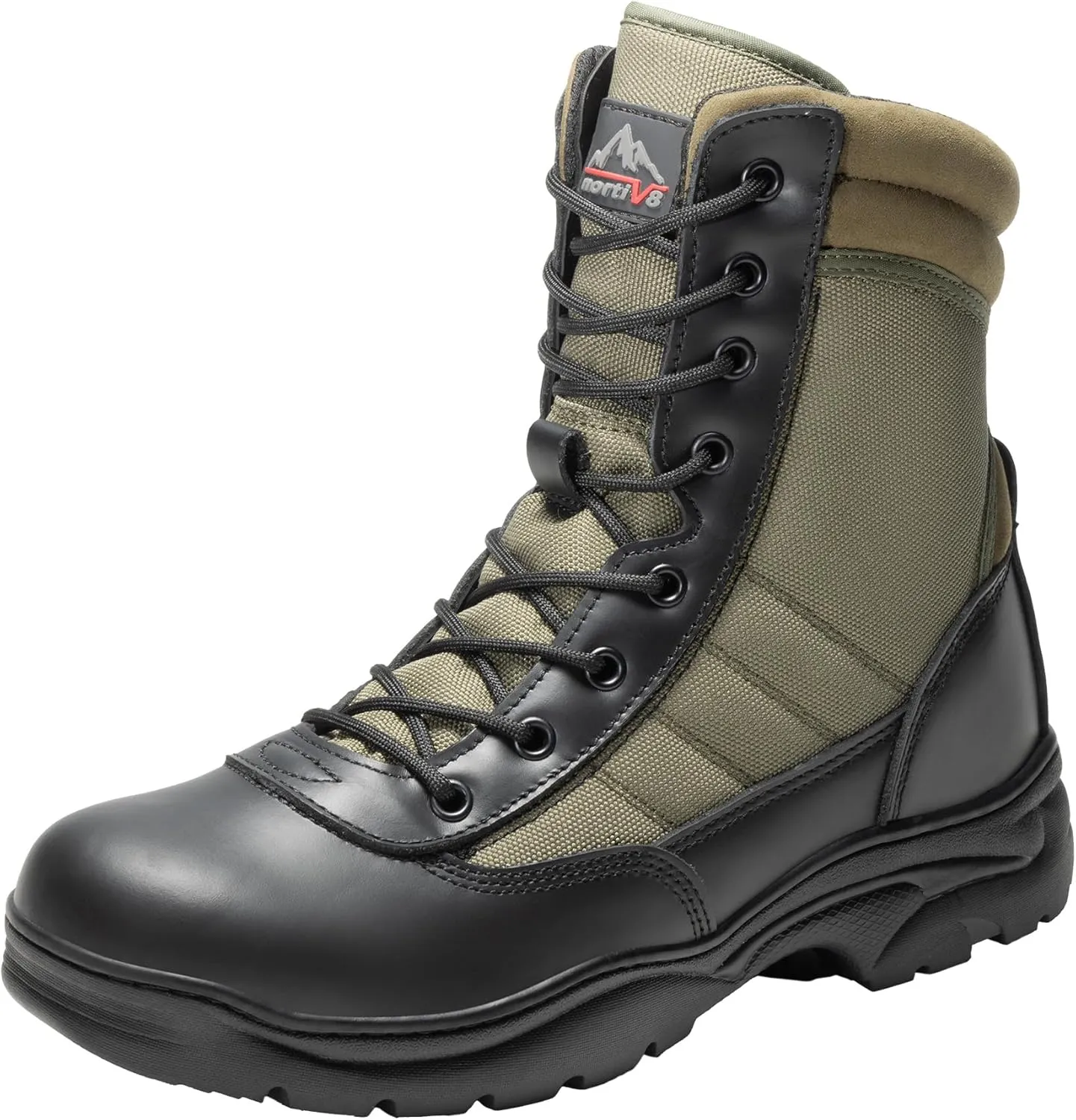 NORTIV 8 Men's Military Tactical Work Boots Side Zipper Leather Motorcycle Combat Boots Trooper(6-8 Inches)