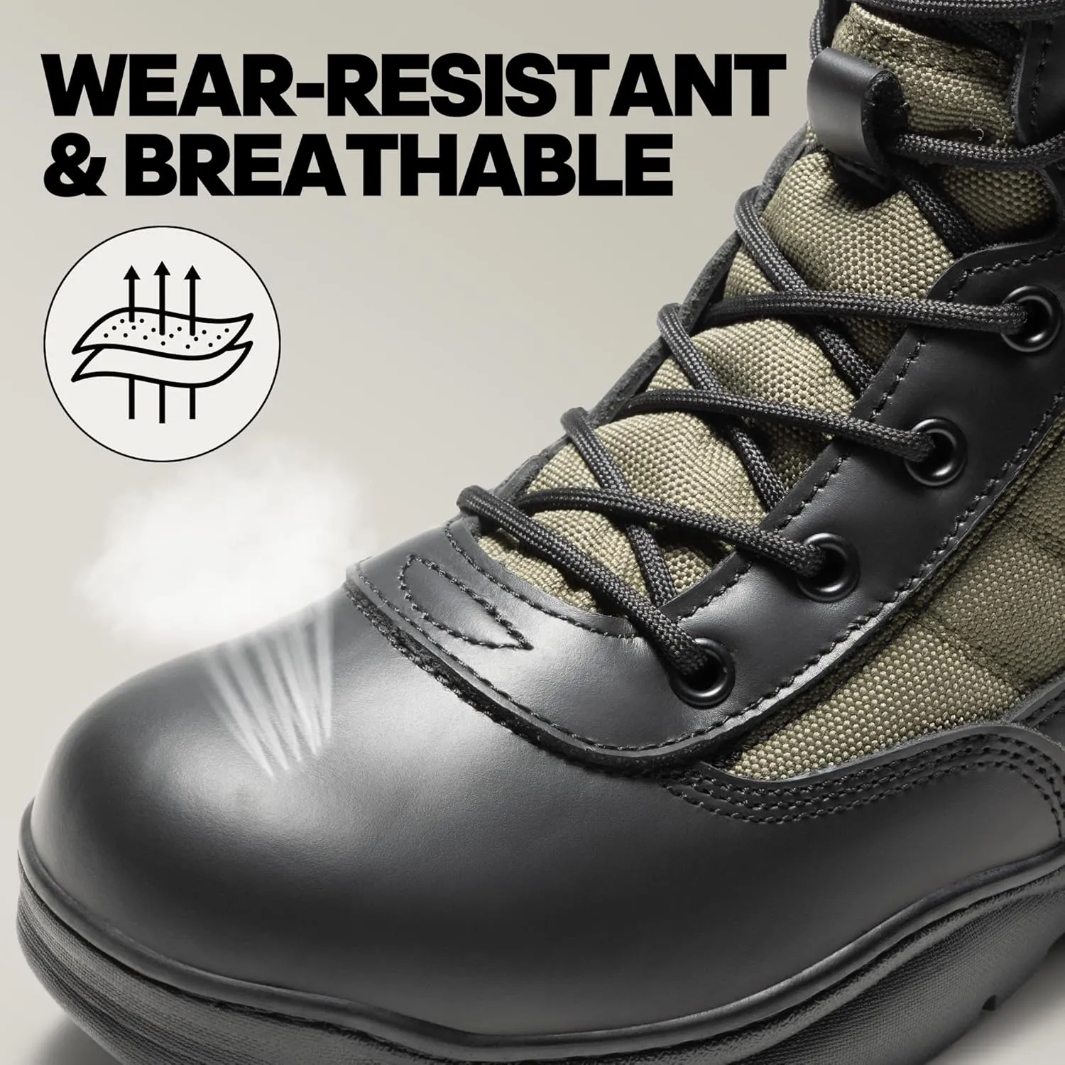 NORTIV 8 Men's Military Tactical Work Boots Side Zipper Leather Motorcycle Combat Boots Trooper(6-8 Inches)