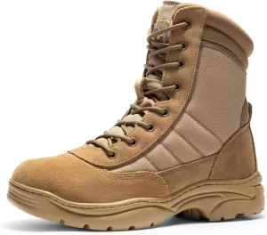 NORTIV 8 Men's Military Tactical Work Boots Side Zipper Leather Motorcycle Combat Boots Trooper(6-8 Inches)