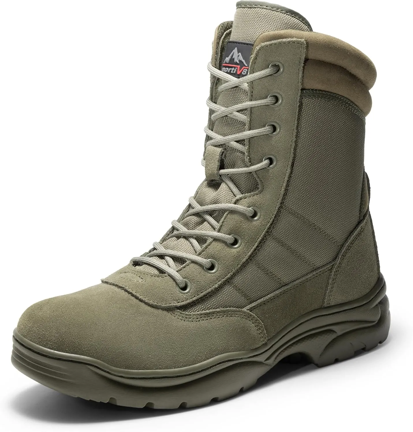 NORTIV 8 Men's Military Tactical Work Boots Side Zipper Leather Motorcycle Combat Boots Trooper(6-8 Inches)