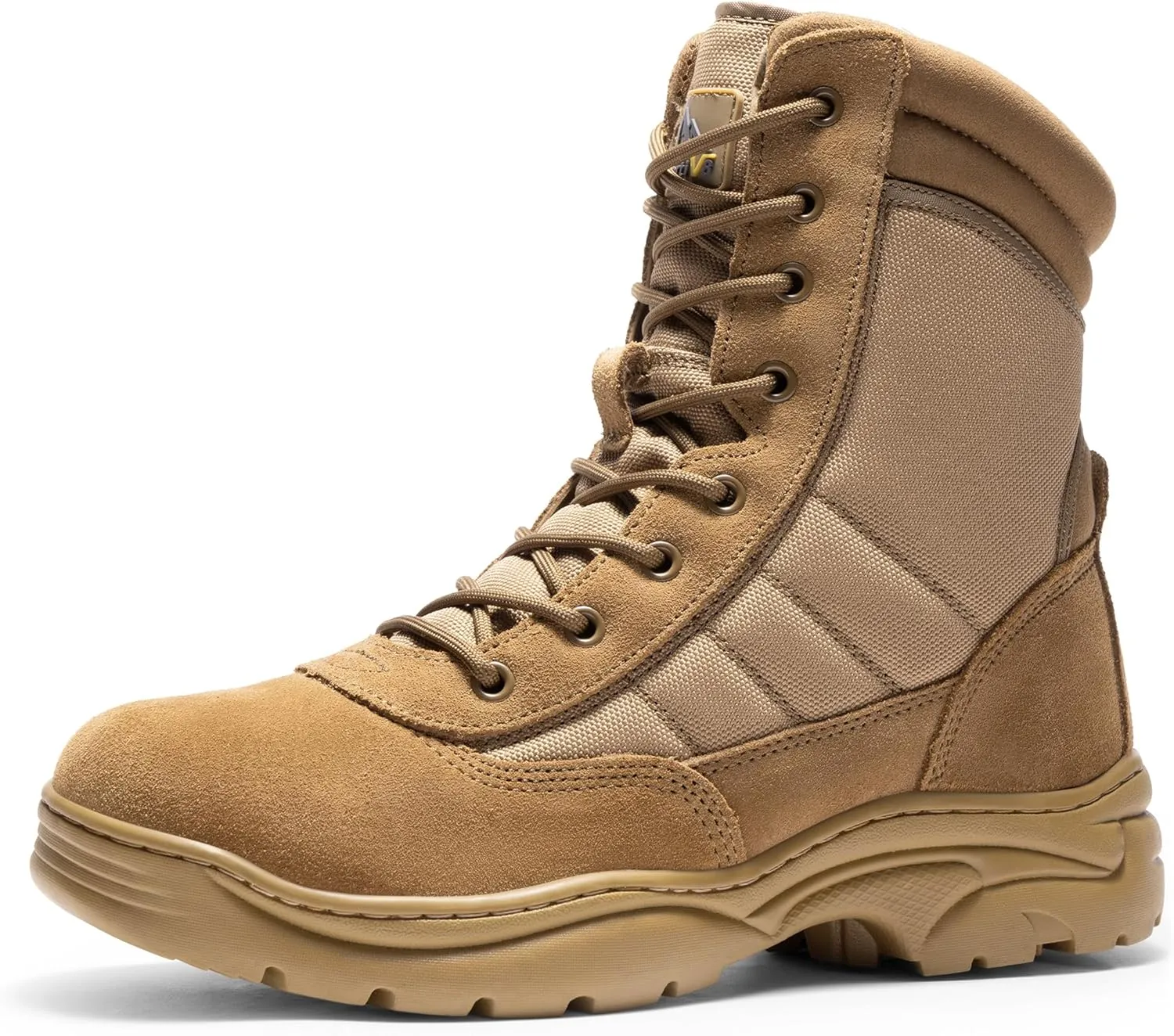 NORTIV 8 Men's Military Tactical Work Boots Side Zipper Leather Motorcycle Combat Boots Trooper(6-8 Inches)