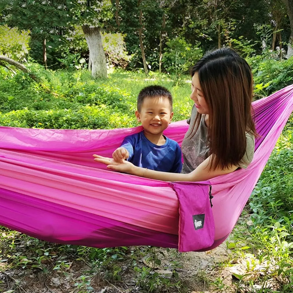 Nylon Single & Double Hammock Adult Camping Outdoor Backpacking Travel Survival Garden Swing Hunting Sleeping Bed Portable Hammock