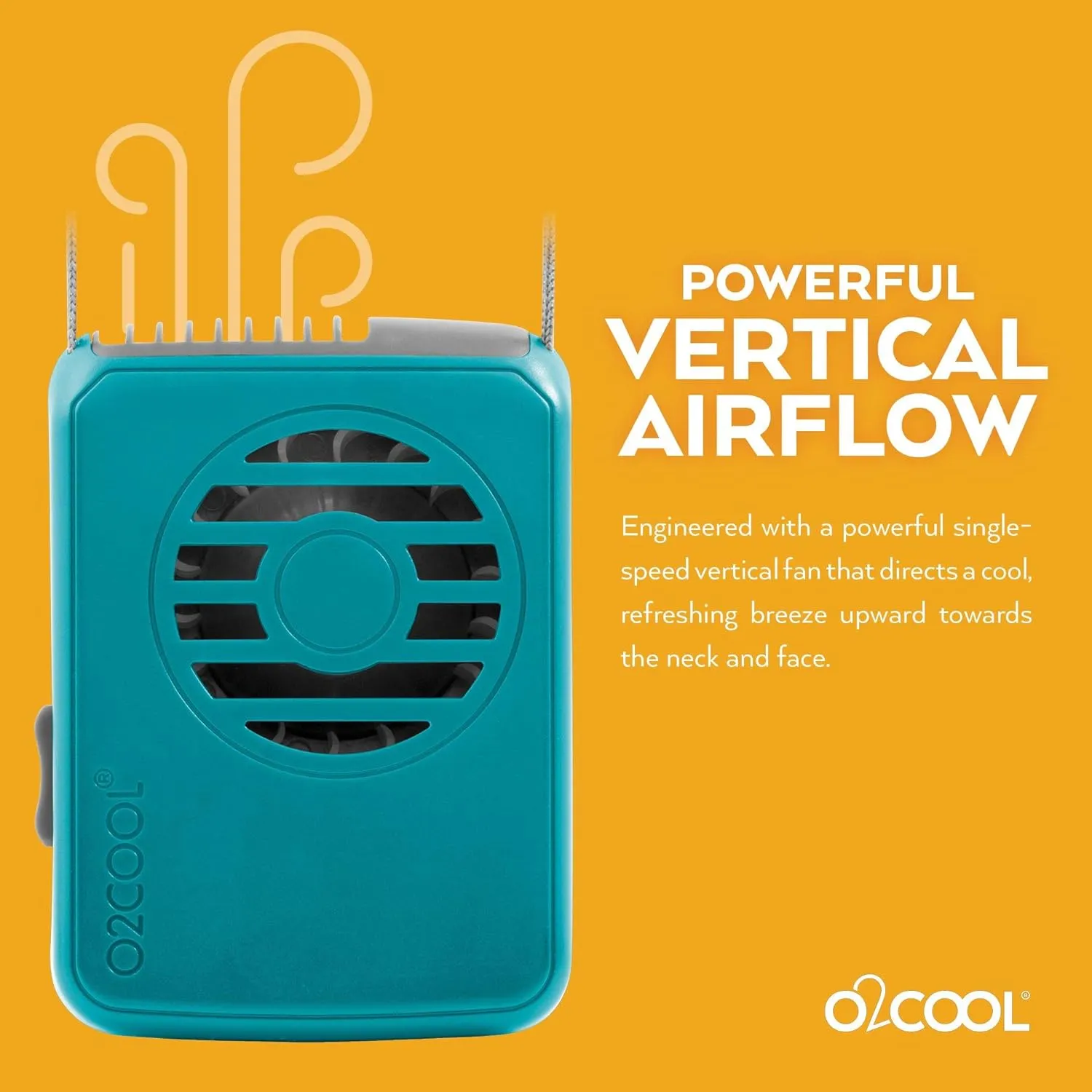 O2COOL Deluxe Necklace Fan, Battery Powered with Adjustable Lanyard, 2 Pack, Teal