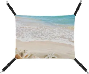 Ocean Beach Blue Sky Seafish Cat Hanging Hammock Soft Breathable Pet Cage Dog Hammock with Adjustable Straps and Metal Hooks, style, 202403255