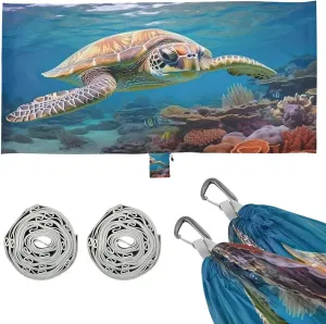 Ocean Turtle Camping Hammock, 330 lbs with 2 Tree Straps, Carry Bag, Single Portable Hammock for Outdoor/Indoor, Hiking, Beach, Backpacking, Travel