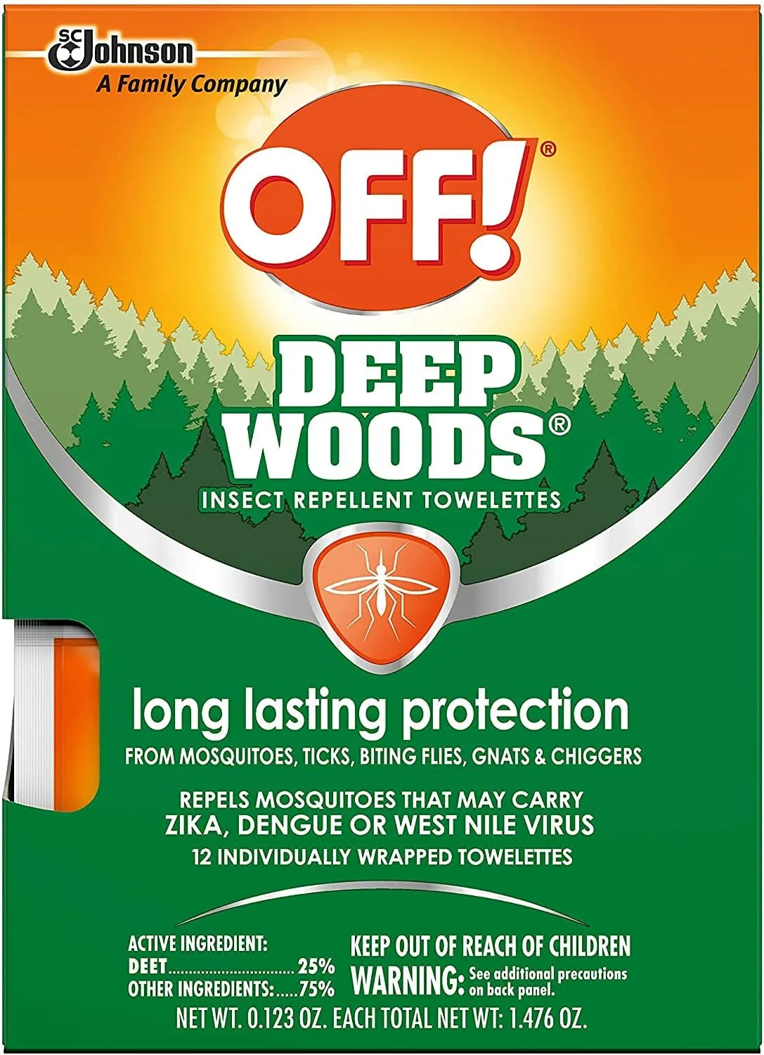 OFF! Deep Woods Insect Repellent Towelettes, 12 Count (Pack of 12)