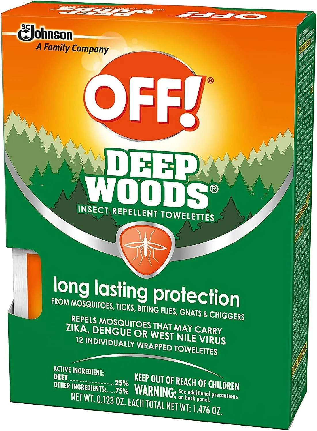 OFF! Deep Woods Insect Repellent Towelettes, 12 Count (Pack of 12)