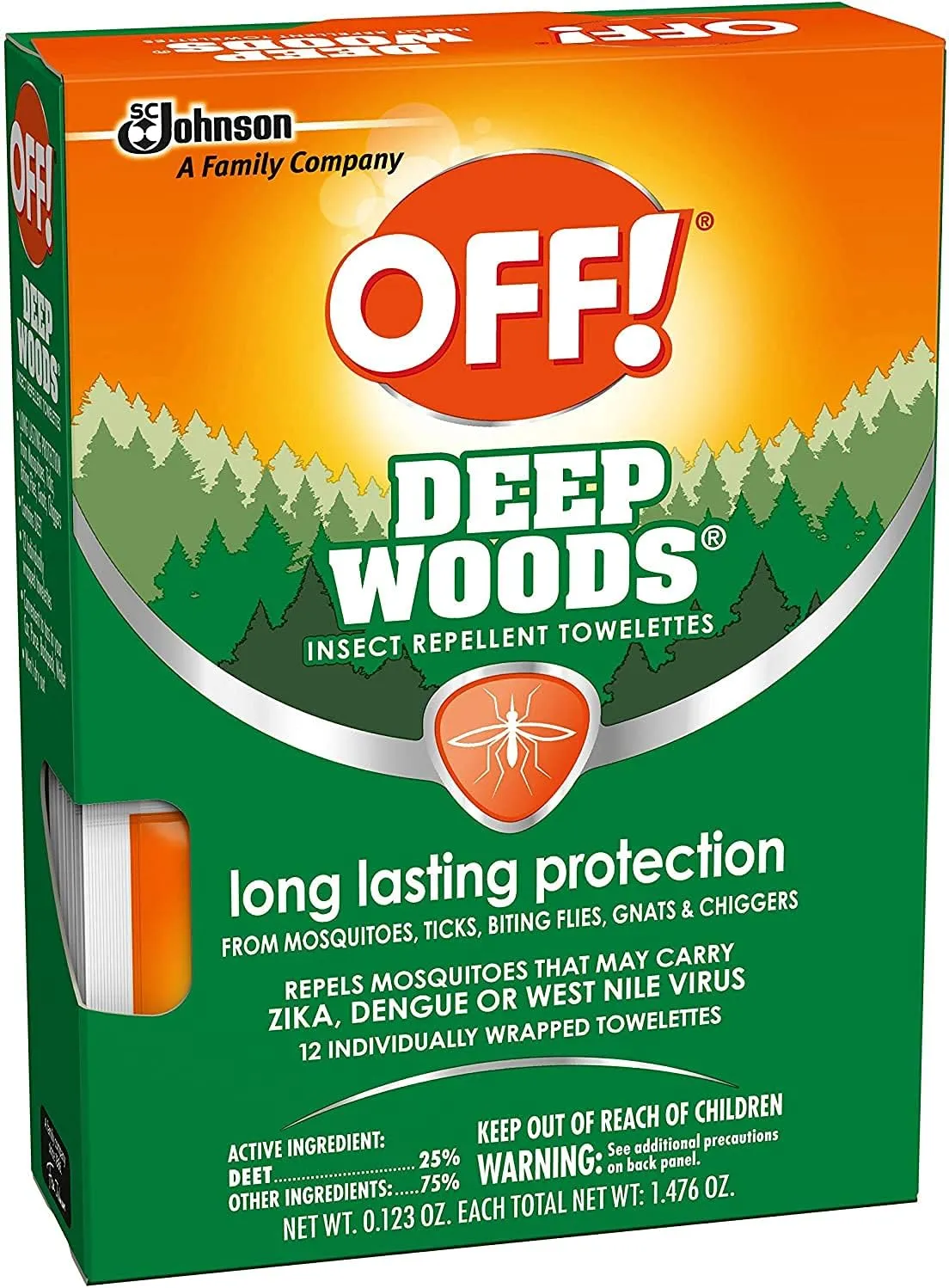 OFF! Deep Woods Insect Repellent Towelettes, 12 Count (Pack of 12)