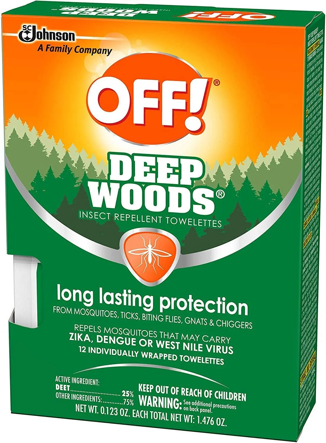 OFF! Deep Woods Insect Repellent Towelettes 12 Count, (Pack of 4)