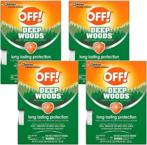OFF! Deep Woods Insect Repellent Towelettes 12 Count, (Pack of 4)