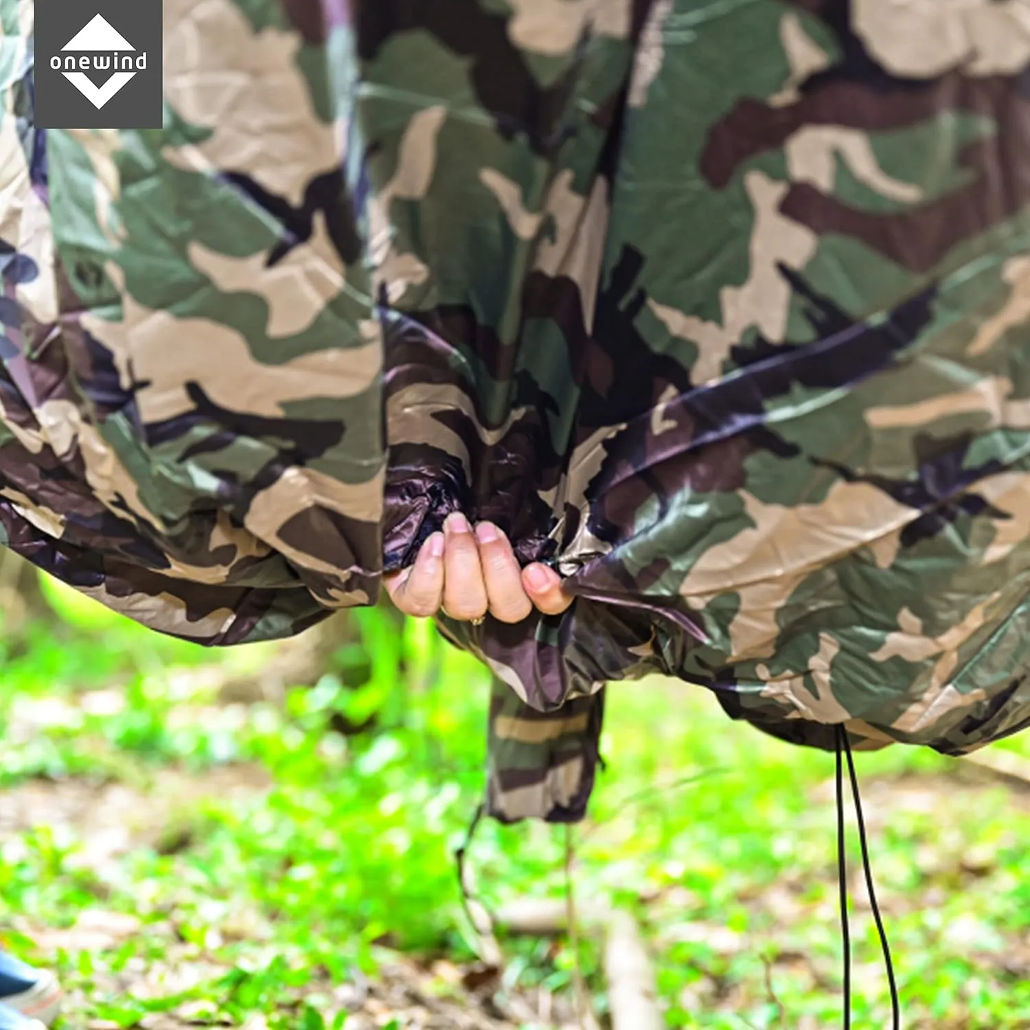 Onewind Premium Hammock Wind Sock, Hammock end Wind Block, Lightweight and Wind-Resistant Underquilt Protector for Winter and Cold Weather Protection, Backpacking, Camouflage