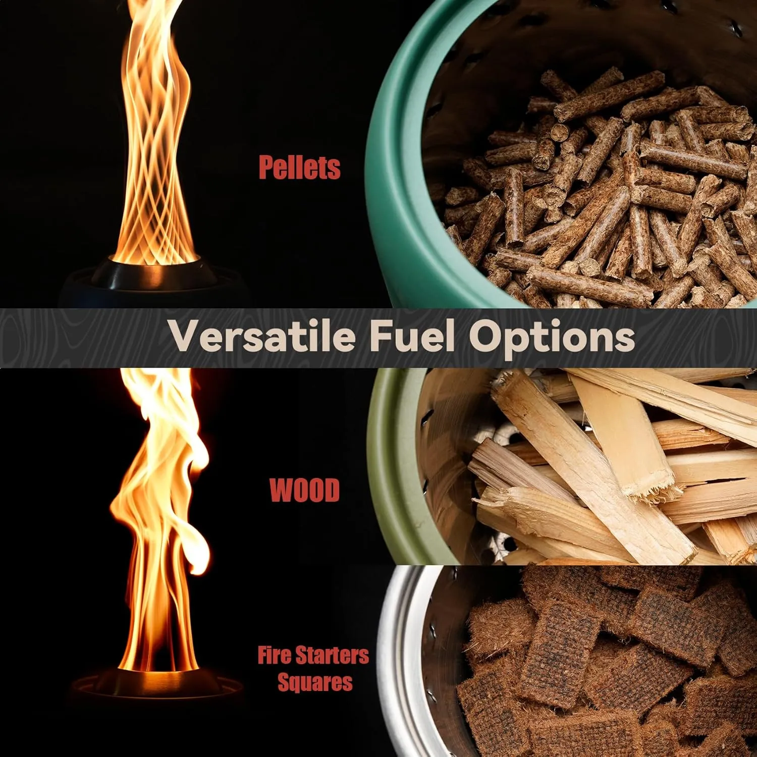ONLYFIRE OUTDOOR LIVING 12" Tabletop Fireplace with Carrying Bag, Portable Fire Pit for Camping RV Tailgating Patio Backyard Bonfire, Smokeless Camp Stove, Stainless Steel, #FP054 Green