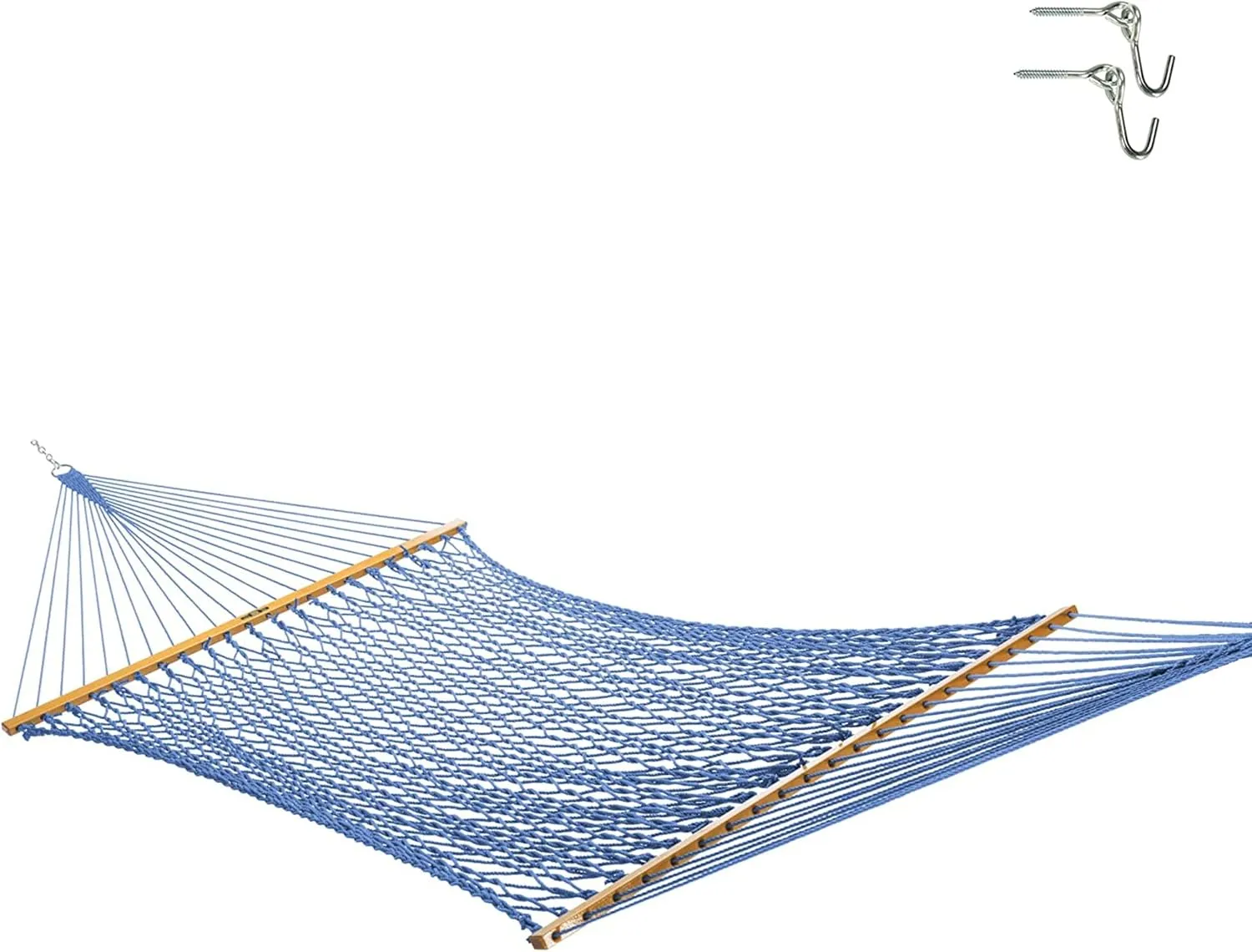 Original Pawleys Island 13DCCB Large Coastal Blue DURACORD Rope Hammock with Extension Chains & Tree Hooks, Handcrafted in The USA, Accommodates 2 People, 450 LB Weight Capacity, 13 ft. x 55 in.