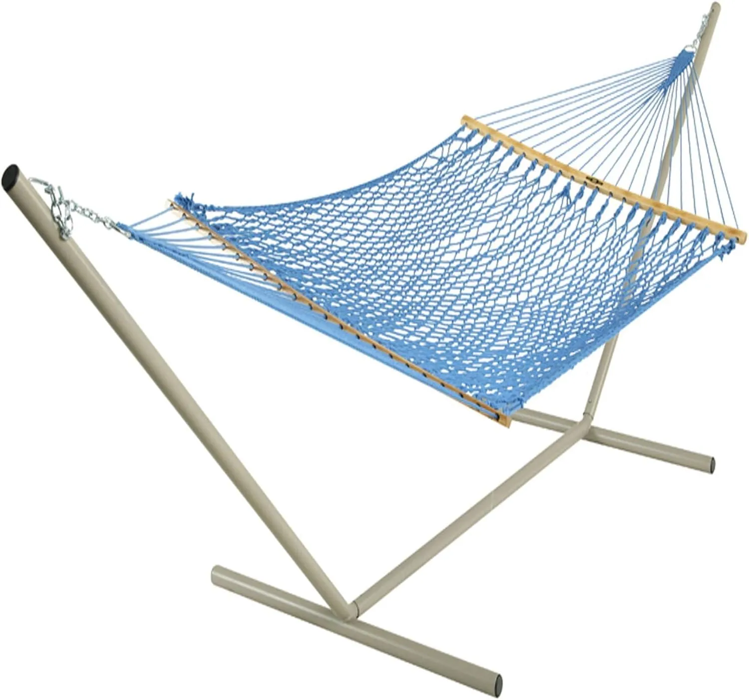 Original Pawleys Island 13DCCB Large Coastal Blue DURACORD Rope Hammock with Extension Chains & Tree Hooks, Handcrafted in The USA, Accommodates 2 People, 450 LB Weight Capacity, 13 ft. x 55 in.