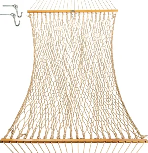 Original Pawleys Island 13DCTAN Large Tan DURACORD Rope Hammock with Free Extension Chains & Tree Hooks, Handcrafted in The USA, Accommodates 2 People, 450 LB Weight Capacity, 13 ft. x 55 in.