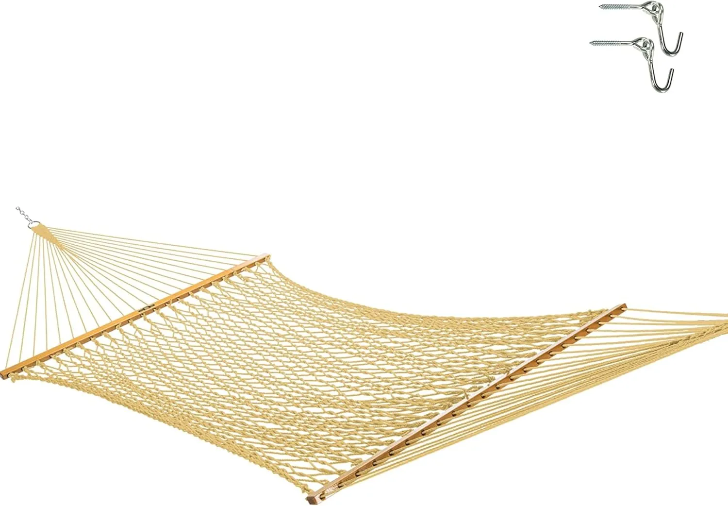 Original Pawleys Island 13DCTAN Large Tan DURACORD Rope Hammock with Free Extension Chains & Tree Hooks, Handcrafted in The USA, Accommodates 2 People, 450 LB Weight Capacity, 13 ft. x 55 in.