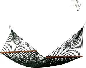 Original Pawleys Island 14DCG Deluxe Green DURACORD Rope Hammock with Free Extension Chains & Tree Hooks, Handcrafted in The USA, Accommodates 2 People, 450 LB Weight Capacity, 13 ft. x 60 in.