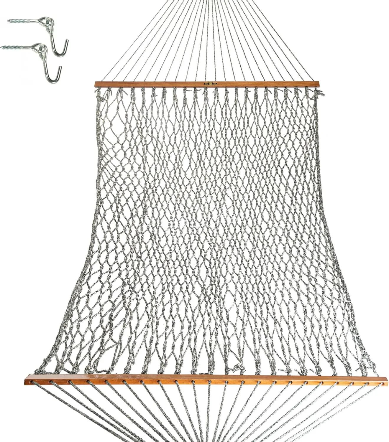 Original Pawleys Island Large Green Oatmeal Heirloom Tweed DURACORD® Rope Hammock with Extension Chains & Tree Hooks, Handcrafted in The USA, 450 LB Weight Capacity, 13 ft. x 55 in.